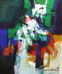 Mashkoor Raza, 30 x 36 Inch, Oil on Canvas, Abstract Painting, AC-MR-253